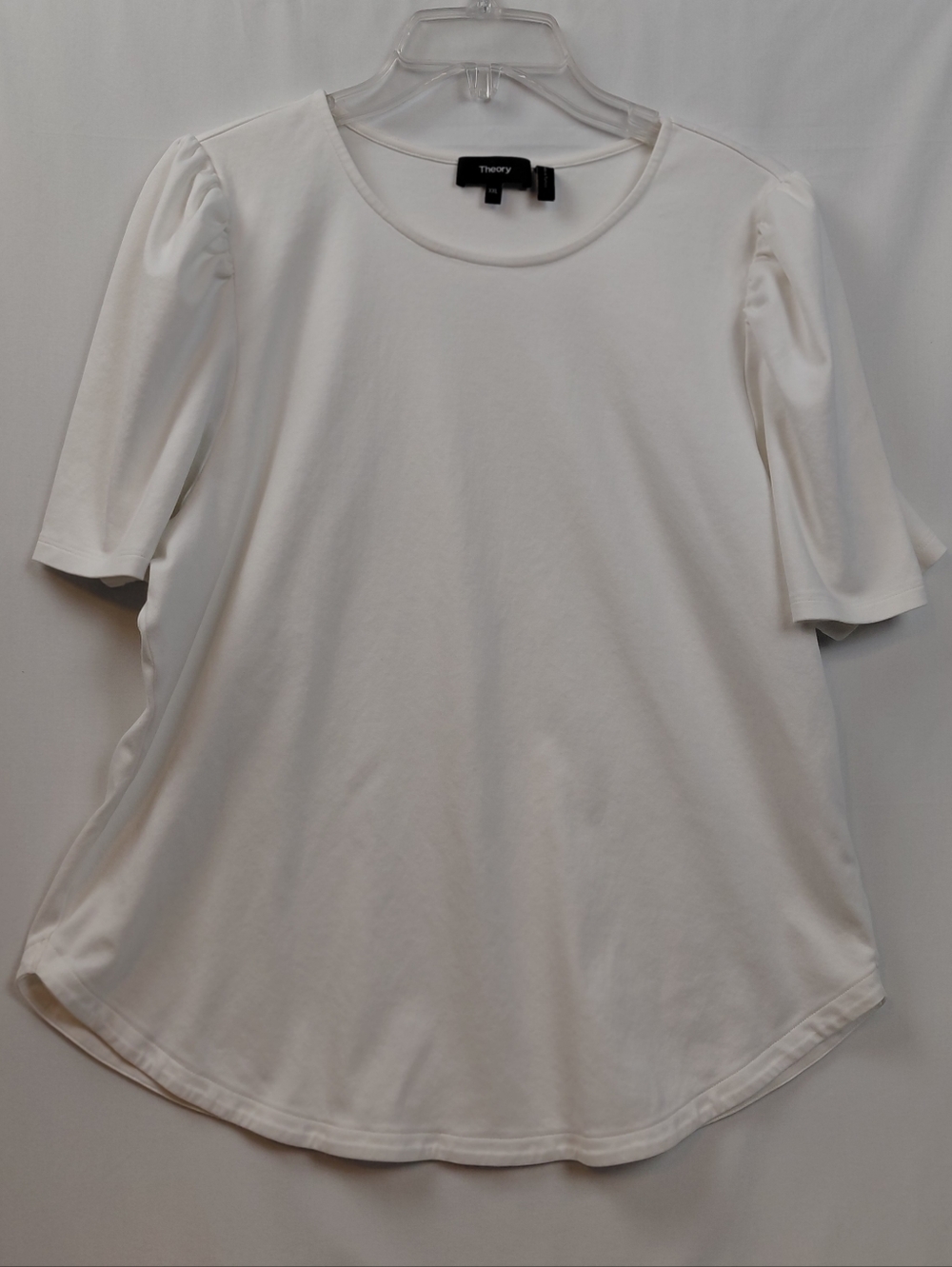 Theory Puffed Short Sleeve T Shirt Women's Size XXL White Round Hem Soft‎
